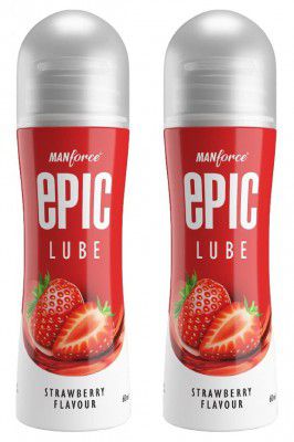 Manforce Epic Strawberry Flavored Lube, 60 ml x Pack of 2