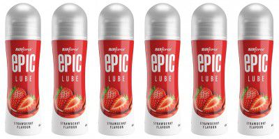 Manforce Epic Strawberry Flavored Lube, 60 ml x Pack of 6