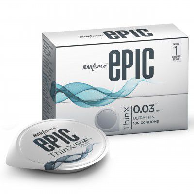 Manforce Epic ThinX | Ultra Thin Condoms with Easy Peel Pack | 10 Pcs