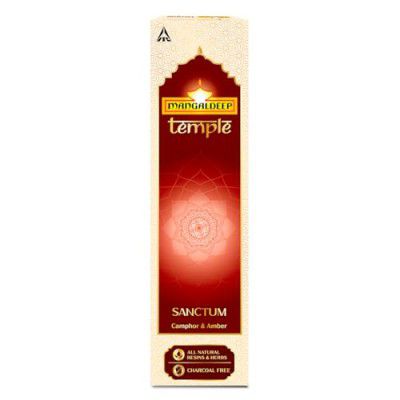 Mangaldeep Temple Sanctum Incense Sticks - Camphor & Amber Fragrance - Wooden Stand Free Inside(20 Sticks)