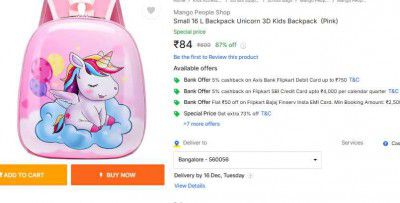 Mango People Shop Small 16 L Backpack Unicorn 3D Kids Backpack