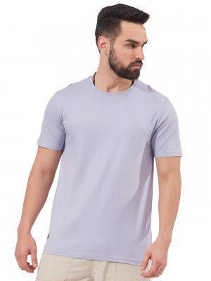 Maniac Mens Solid Half Sleeve Round Neck Black Cotton Slim Fit T-Shirt
