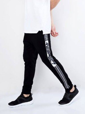 MANIAC  Striped, Printed Men White, Black Track Pants