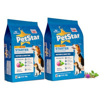 Mankind PetStar - 3kg Starter - Mother and Baby Dry Dog Food (Buy 1 GET 1 Free) | for Pregnant/Lactating Mothers and Growing Pups | Clinically Tested | Power of 20+ Ingredients