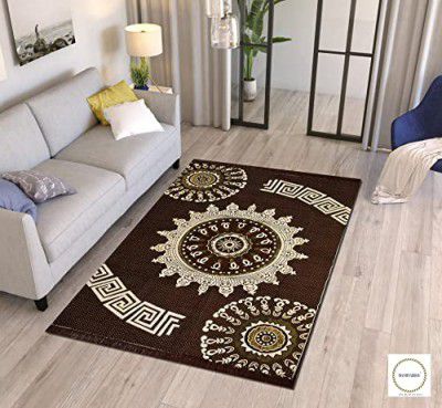 MANMNABHAV Chenille Carpet/Velvet Touch Runner/Carpet for Living Room, Bedroom,Yoga Hall, 5 ft x 7 ft, Coffee Color
