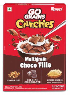 Manna Choco Fills 450G Multigrain. Zero Maida, 10 Grains Protein & Fibre Rich Breakfast Cereal12 Hour Nutrition In Bowl