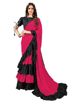 MANOHARI Womens Kota Doria Georgette Saree With Blouse Piece