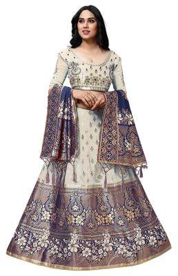 Mansvi fashion women's Banarasi silk Jacquard lehenga choli (free size and semi-stitched).