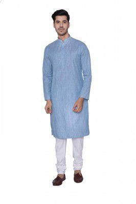 Manthan Men's Kurta, Self Design Textured Full Sleeves Casual Wear Kurta for Men