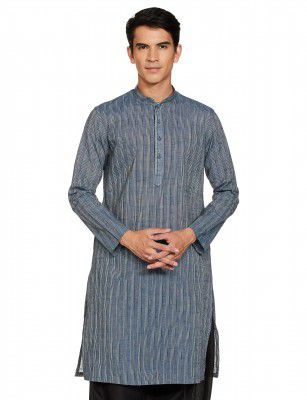 Manthan Men's Mandarin Collar Full Sleeves Ethnic Knee Length Kurta