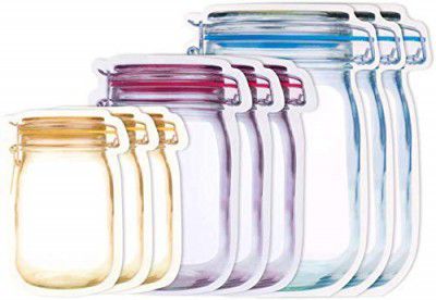 MANTRA ENTERPRISE 15 Pcs Mason Jar Bottles Bags, Jar Pouch for Food Storage Bag Jar Pouch for Fridge Ziplock Bags (15 pcs)(Plastic,Multicolor)