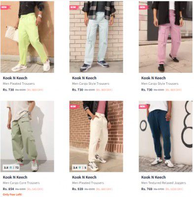 [Many Branded] Men's Cargo Paint Upto 60% Off + Extra 200 Off Coupons Starting From Rs.811 