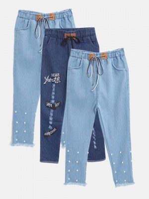 MANZONGirls Pack of 3 Pure Cotton Slim fit Jeans