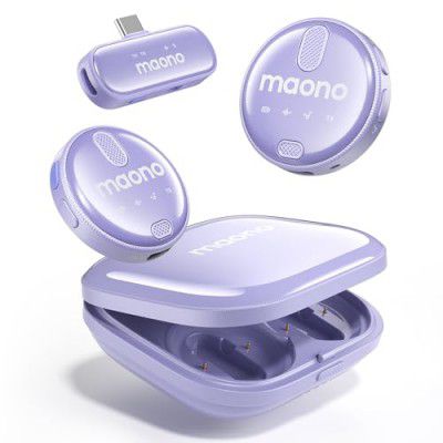 MAONO Wireless Collar Mic for YouTube PC and Type C Mobile (WM620-Purple)