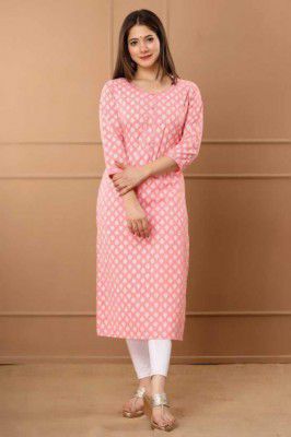 MAPARA Women Printed Viscose Rayon Straight Kurta  (Pink)