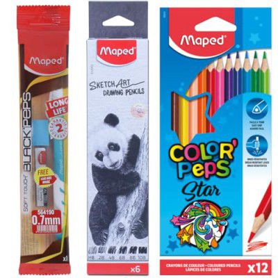 MAPED 3 in 1 Kit|Drawing, Sketching & Colouring Kit|Summer Vacation Activity kit for Kids