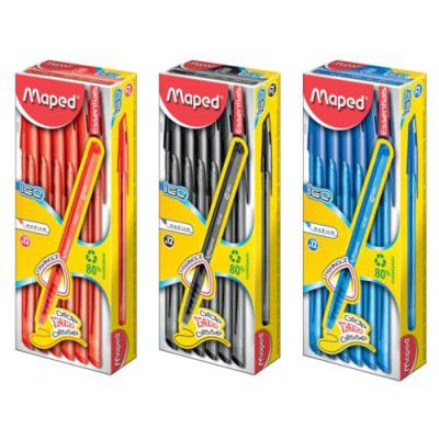 MAPED Ball pen Set of 36|12 Blue, 12 Red And 12 Black Pens|1mm Nib Ball Pens