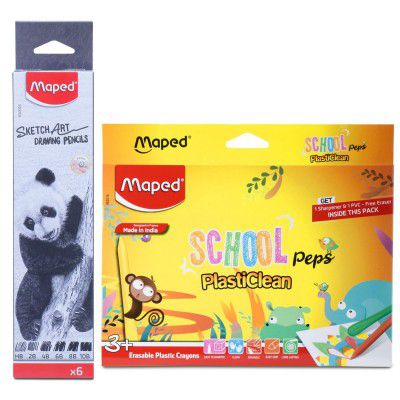 Maped Colouring Kit- 2Pack|6 Shading Pencils & 15 Plastic Crayons