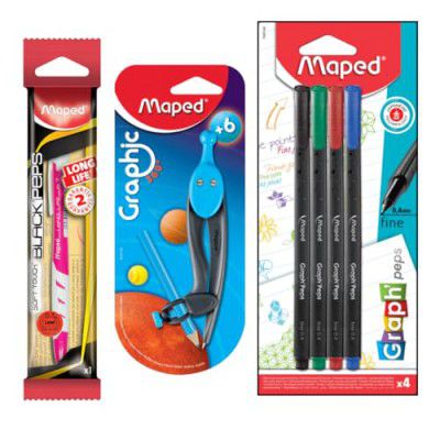 MAPED Mandala Art Kit|Fineliners Doodling Pens|Doodling Kit| Mechanical Pencil|Compass|Fine Liners|Writing Material|School instruments |Triangular Shape For Easy Grip
