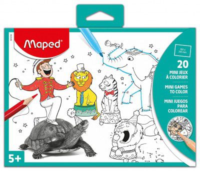 MAPED Mini Games to Color, Cardboard Sleeve, 20 Sheets, Multicolor (831216)