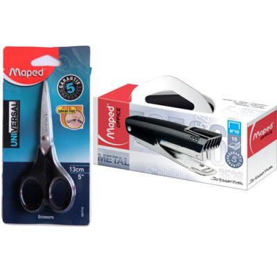 Maped Office Desk Accessories- 2pc|Office Stationery|Stapler & a 13cm Scissor