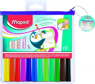 Maped Whiteboard Marker, Pack Of 12| Erasable Markers