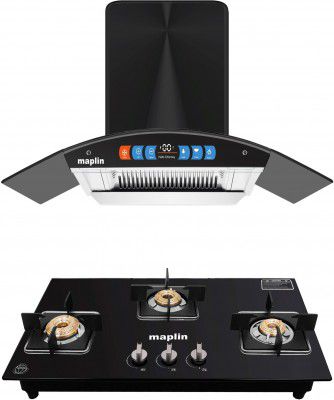 Maplin Combo of 3 Burner BLDC Kitchen Chimney (90cm) Black 1400 CMH Chimney