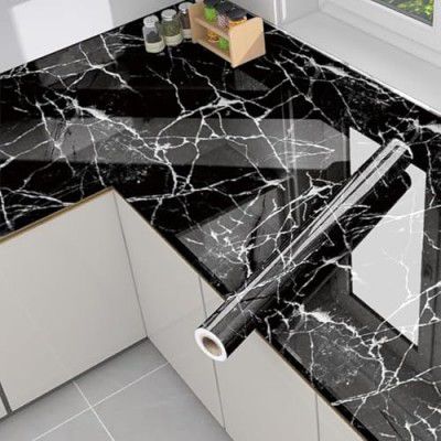 Marble Peel and Stick Wallpaper – Luxury Marble Design for Walls (60x200cm) (Black Wallpaper)