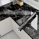 Marble Peel and Stick Wallpaper – Luxury Marble Design for Walls (60x200cm) (Black Wallpaper)...