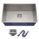 Marcoware 304 Stainless Steel Handmade Kitchen Sink 24" X 18" X 10" with Adjustable Basket, Brushed Finish...