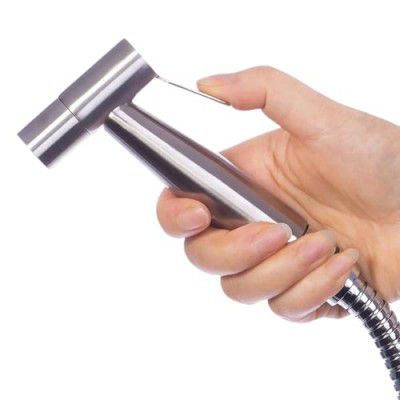 Marcoware Stainless Steel Health Faucet set for bathroom/jet spray for toilet shower faucet with Ultra Flexible Shower Hose, Silver, Brushed Finish