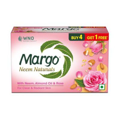 Margo Neem Naturals Soap | Enriched With Almond Oil & Rose [100GM X 5]