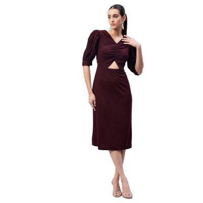 Marie Claire Women's Spandex A-Line Midi Casual Dress