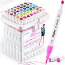 Markers Brush Tip Ohuhu 48 colour Double Tipped Alcohol Based Markers for Kids Artist Adult Coloring Sketching Illustrations...
