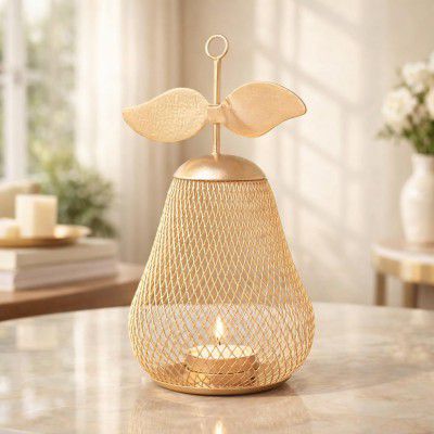 MARKET 99 Metal Pear T- Lite Holder - Golden | Elegant Home Decor for Diwali