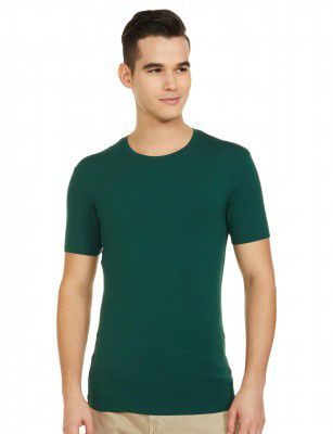 Marks & Spencer Autograph Mens Solid Cotton Blend Round Neck Regular Fit T-Shirt