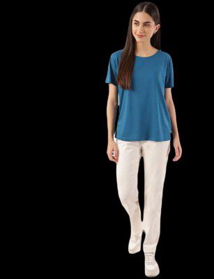 Marks & Spencer Poly Mix Plain Crew Neck T-Shirt_8 Green