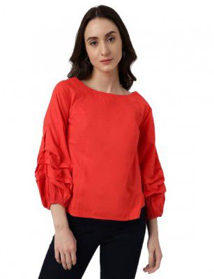 Marks & Spencer Pure Cotton Plain Boat Neck Blouse