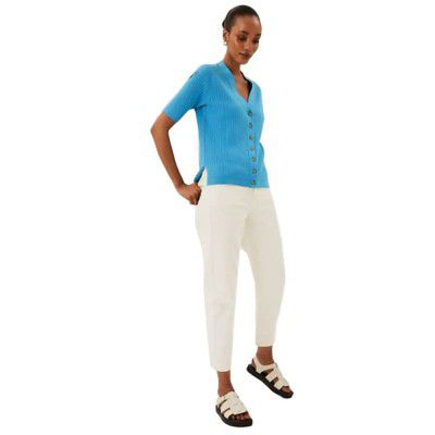 Marks & Spencer Women's Cotton Blend Roundneck Pullover Sweater (60552466005_Light Cream_XS)