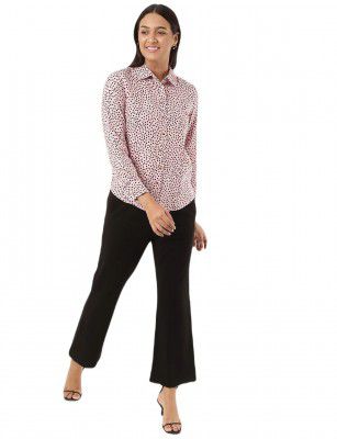 Marks & Spencer Womens Polka Dot Linen Blend Collared Neck Regular Fit Shirt