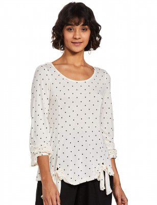 Marks & Spencer Womens Polka Dot Viscose Keyhole Neck Regular Fit Top