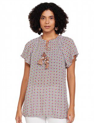 Marks & Spencer Womens Printed Viscose Round Neck Regular Fit Top