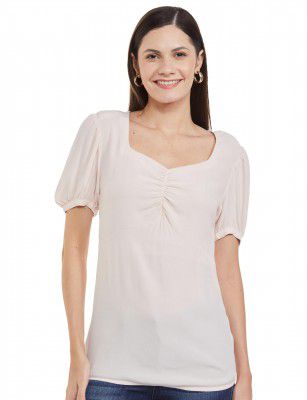 Marks & Spencer Womens Solid Cotton Blend Round Neck Regular Fit Top