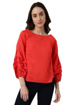 Marks & Spencer Womens Solid Cotton Boat Neck Regular Fit Top