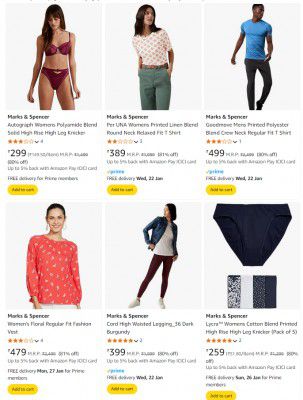 Marks & Spencer Clothing at Minimum 80% OFF