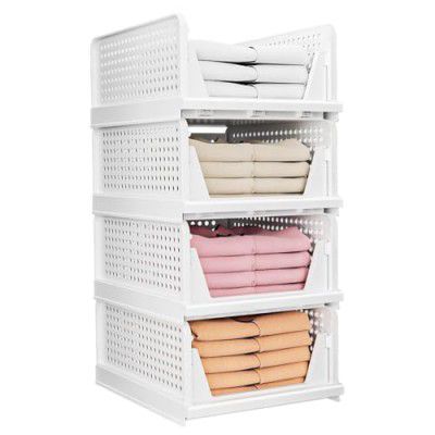 MARKWELL 4 Layer Stackable Wardrobe Storage Box, Plastic Sliding Drawer Organizer (Sliding Drawer)