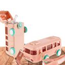 MARKWELL Bus Shaped Water Bottle with Moving Wheels, 480 Ml Leak-Proof Water Bottle for Kids, Water Bottle with Strap & Sipper for Kids, Sipper Water Bottle for Kids (Pink)...