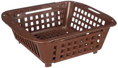 MARKWELL Plastic Adjustable Over Sink Dish Drainer, Vegetables Drying Rack Basket, Organizer Tray for Home & Kitchen - Brown (Adj - Basket)