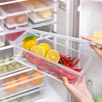 MARKWELL Plastic Fridge Storage Boxes (Pack Of 8), Fridge Organizer (1500 Ml),White