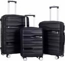 Marlin London Hard Body Set of 3 Luggage 8 Wheels - UDAAN Light-Weight & Durable Polyproylene Hard Luggage - Black...